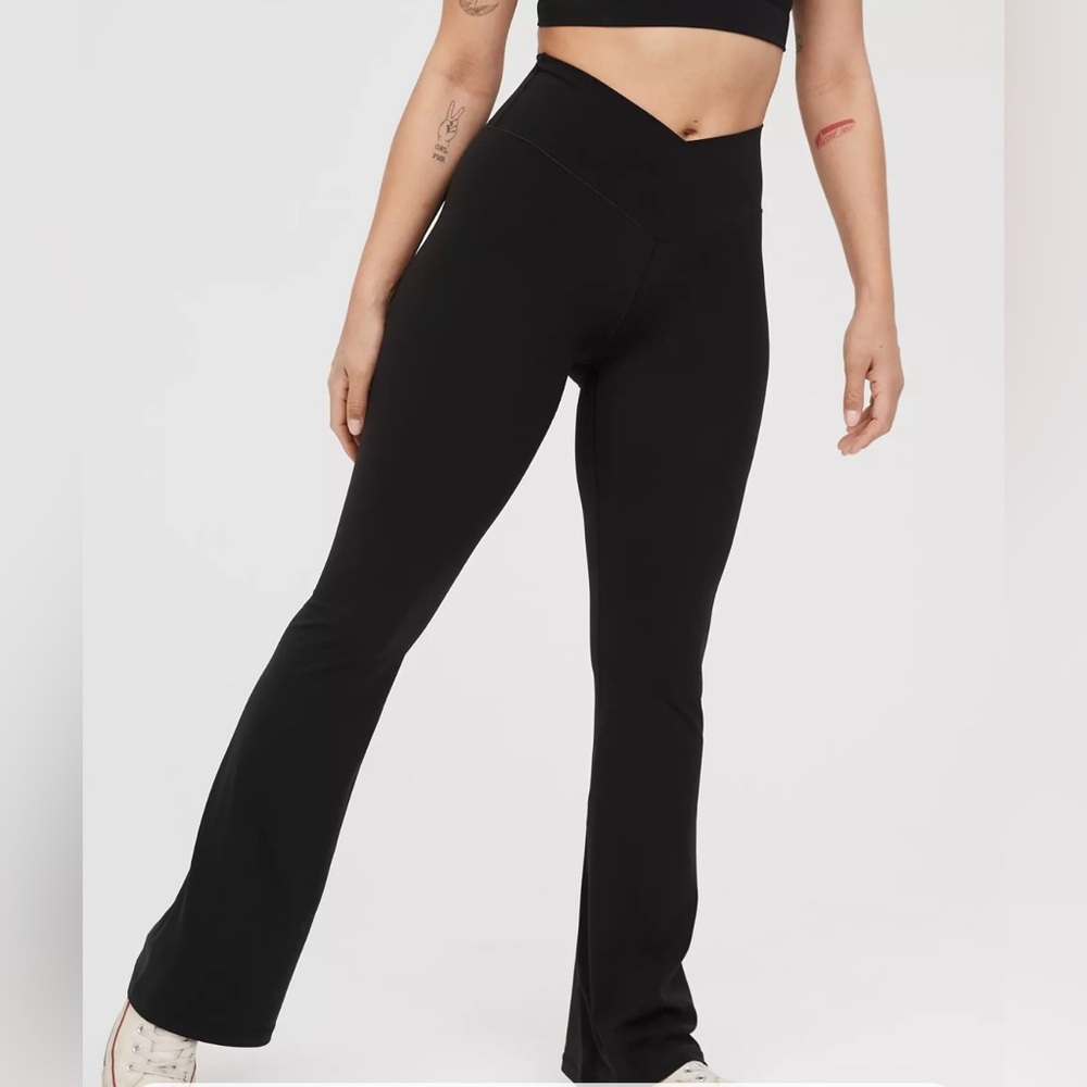 Aerie Black Super Flare Leggings